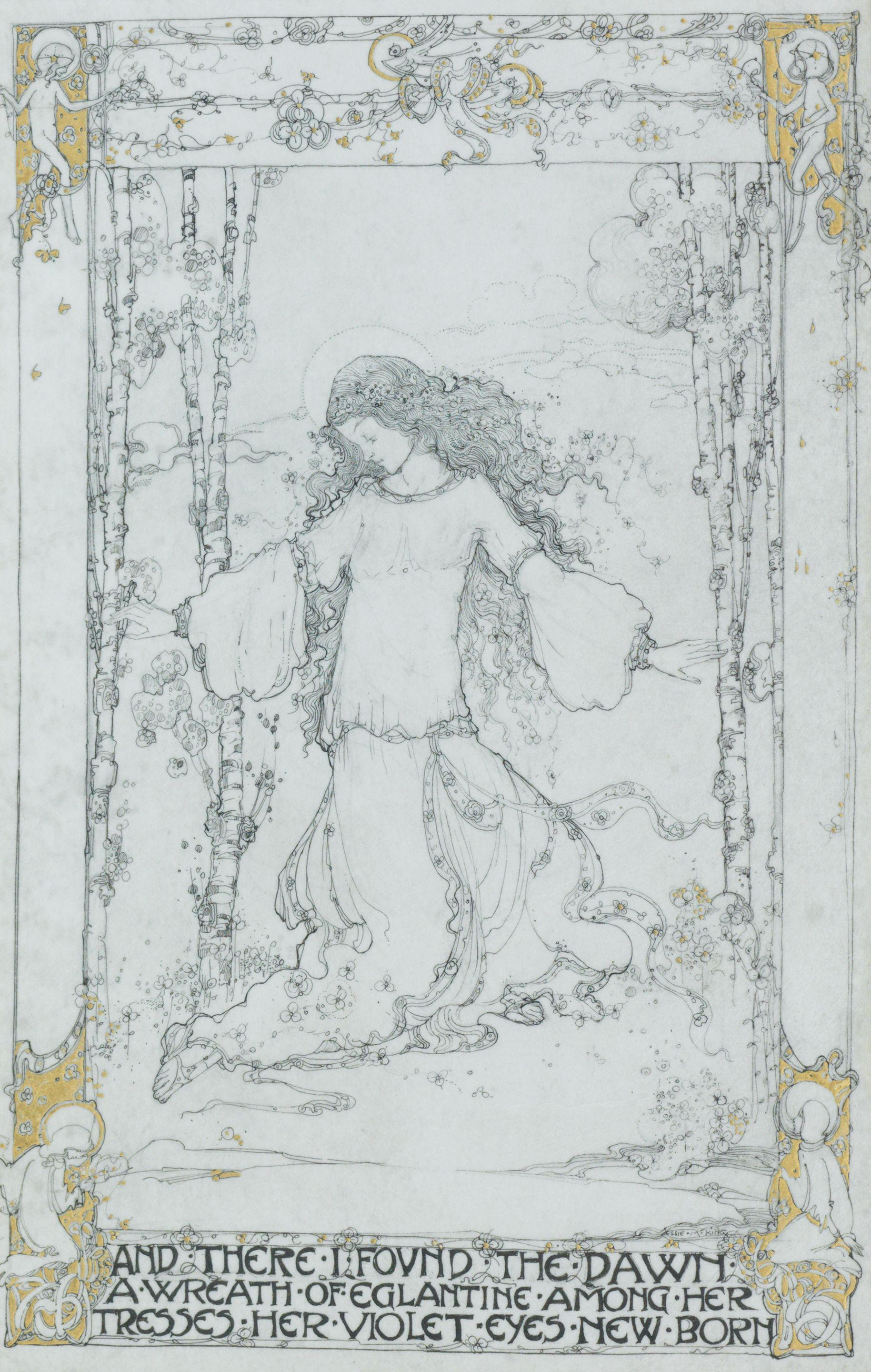 Jessie Marion King - And there I found the dawn a wreath of eglantine among her tresses her violet eyes new born