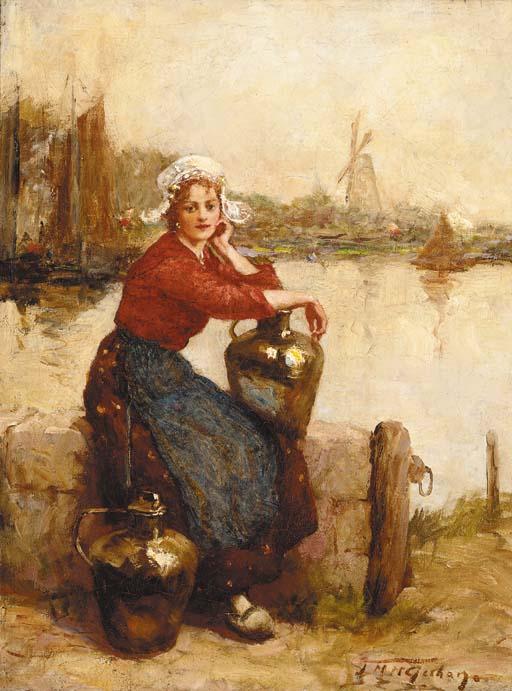 Jessie Mcgeehan - A Dutch girl on a canal wall