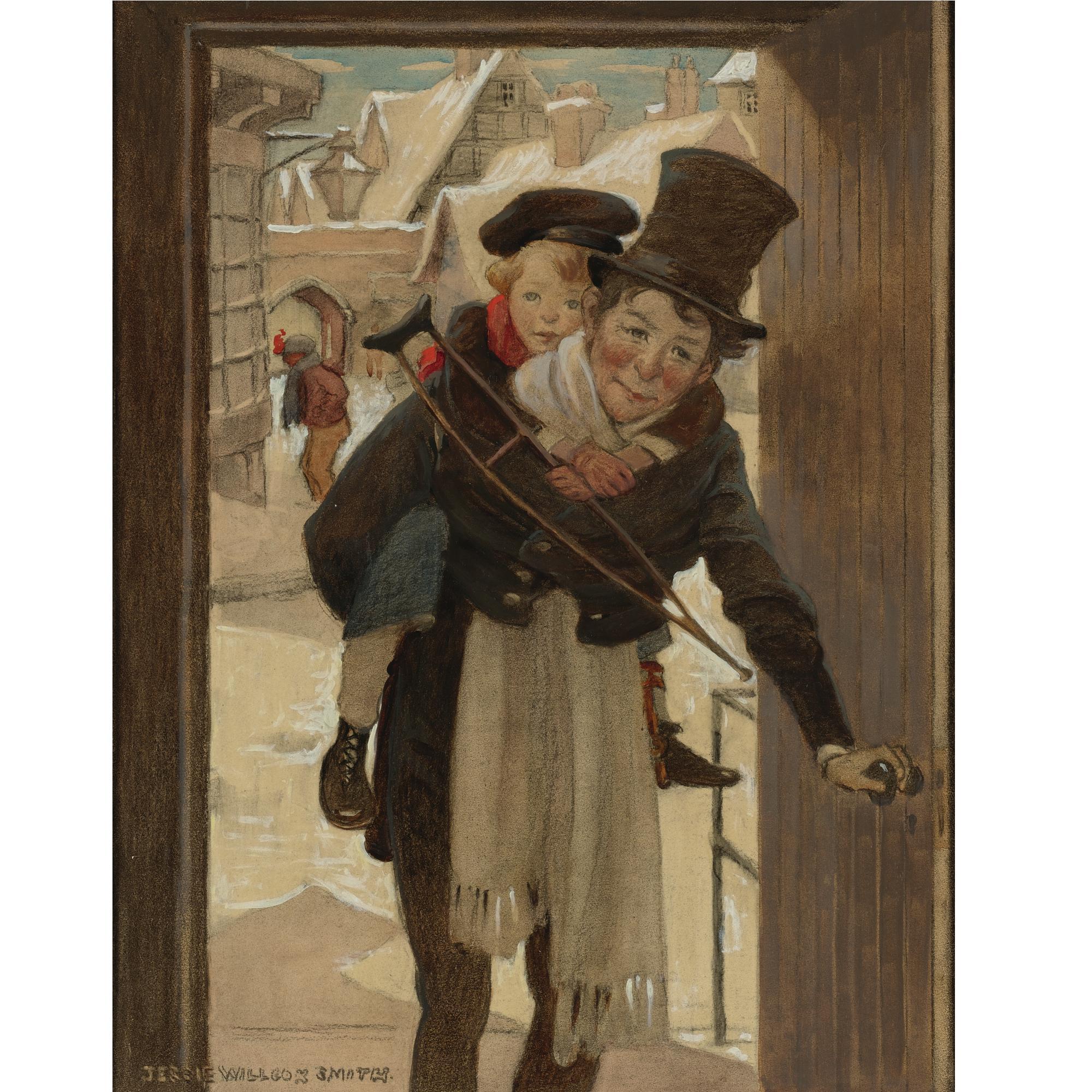 Jessie Willcox Smith - Study For Tiny Tim And Bob Cratchit On Christmas Day