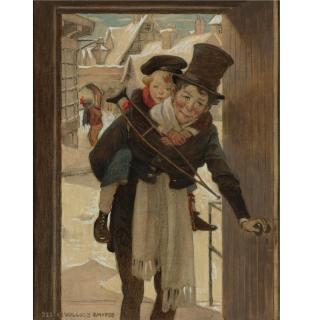 Jessie Willcox Smith - Study For Tiny Tim And Bob Cratchit On Christmas Day