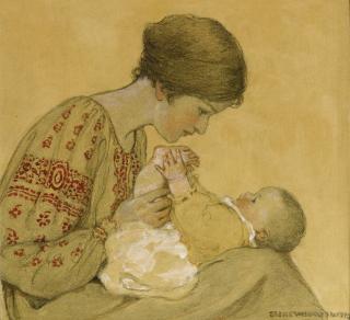 Jessie Willcox Smith - The Newborn (Realization; Beginning \