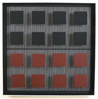 Jesús Rafael Soto - Seize Carrés Vibrants Rouges Et Noirs