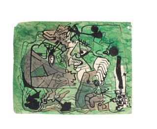 Jewad Selim - Number 9 (Abstraction in Green with Arab Motifs)