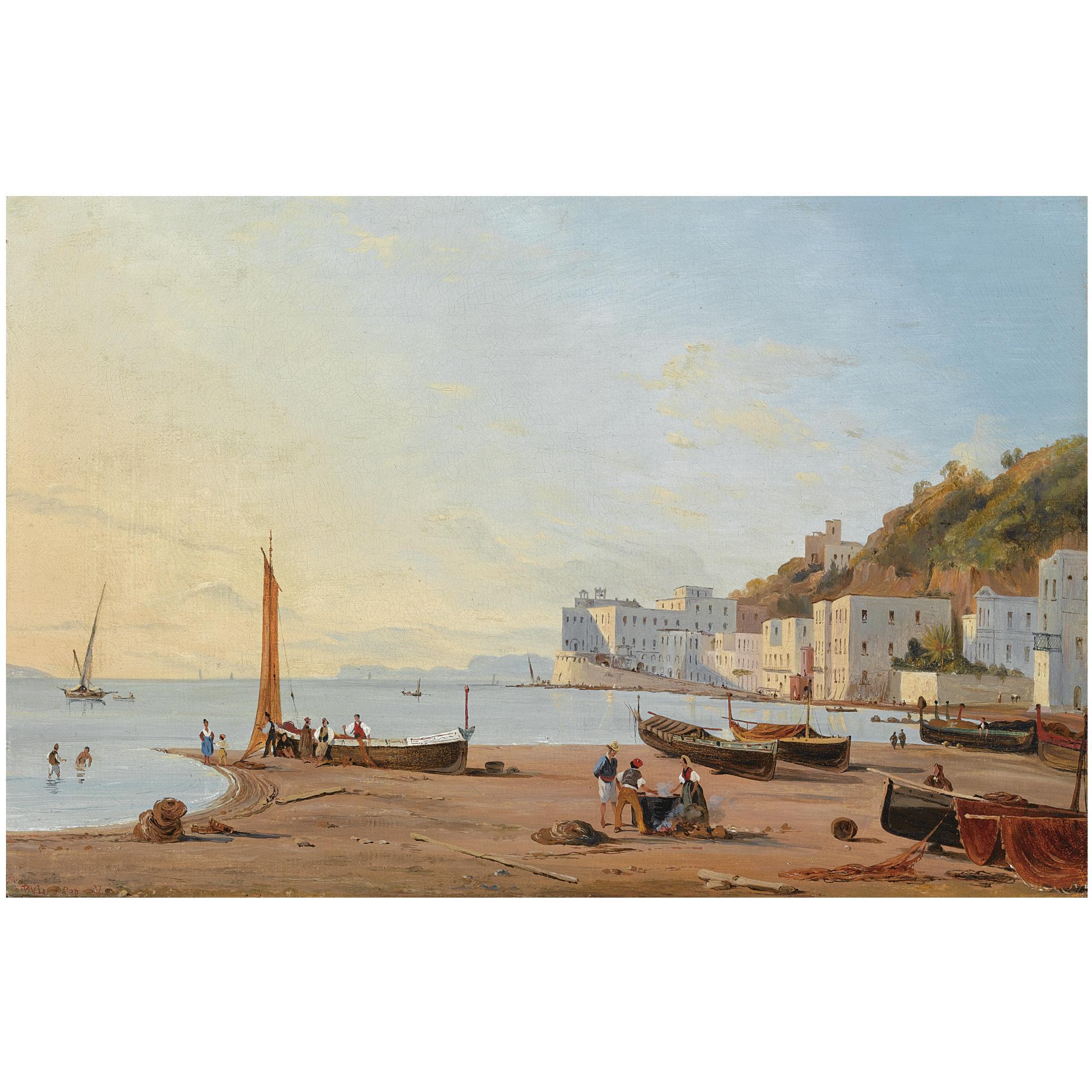 Jhr Pieter Van Loon - Dutch A View On Posillipo Near Naples