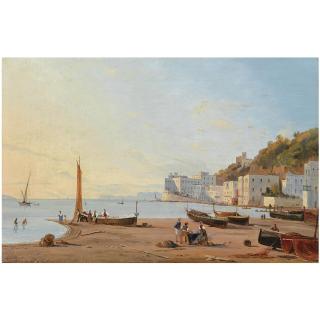 Jhr Pieter Van Loon - Dutch A View On Posillipo Near Naples