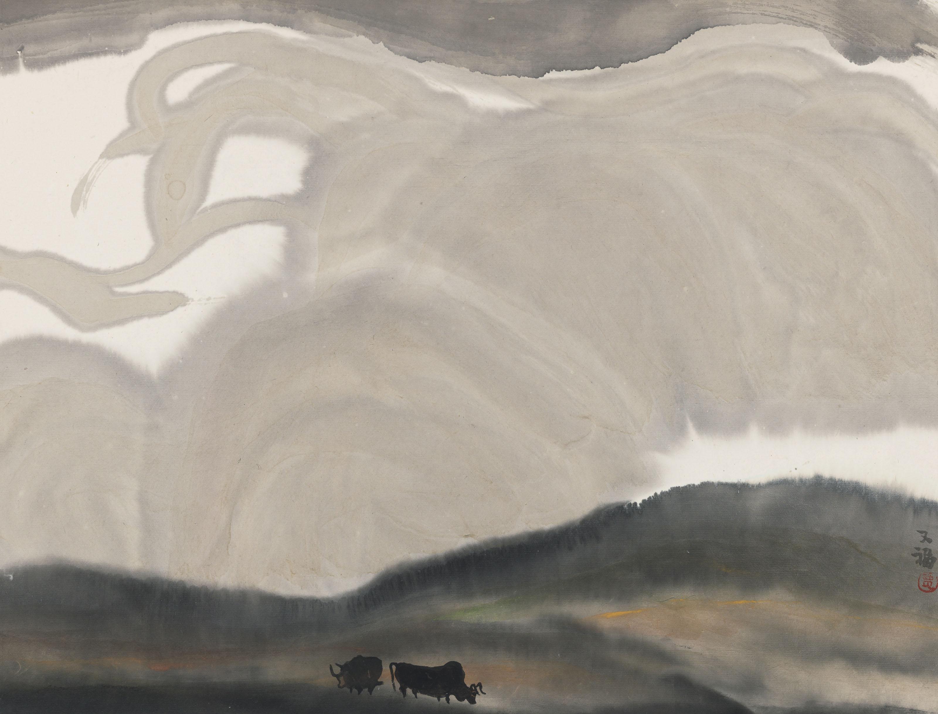 Jia Youfu - Two Bulls in Landscape
