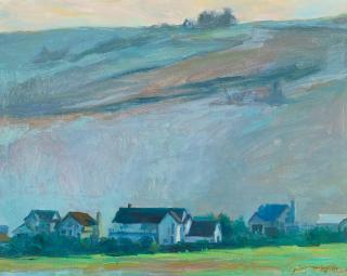 Jian Wang - First Morning Light in the Valley sight 16 x 20 in. framed 26 1/4 x 31 1/4 in.