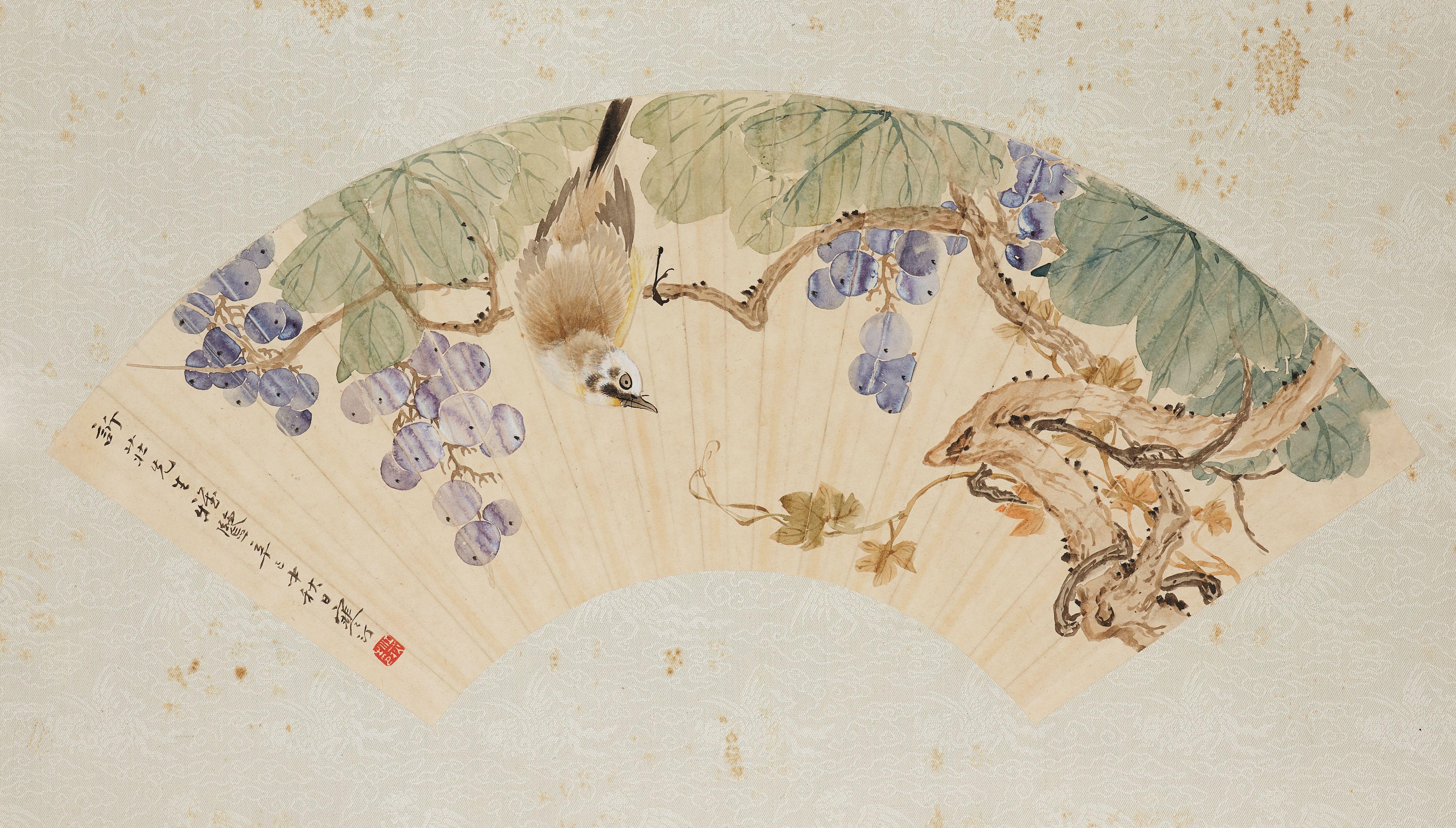 Jiang Hanting - Bird and Grapes