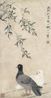 Jiang Hanting - Pigeons in the Style of Song Dynasty Painters