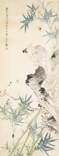 Jiang Hanting - White Parrot On Rock