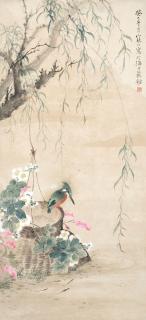 Jiang Hanting - Willow Tree and Kingfisher, 1953