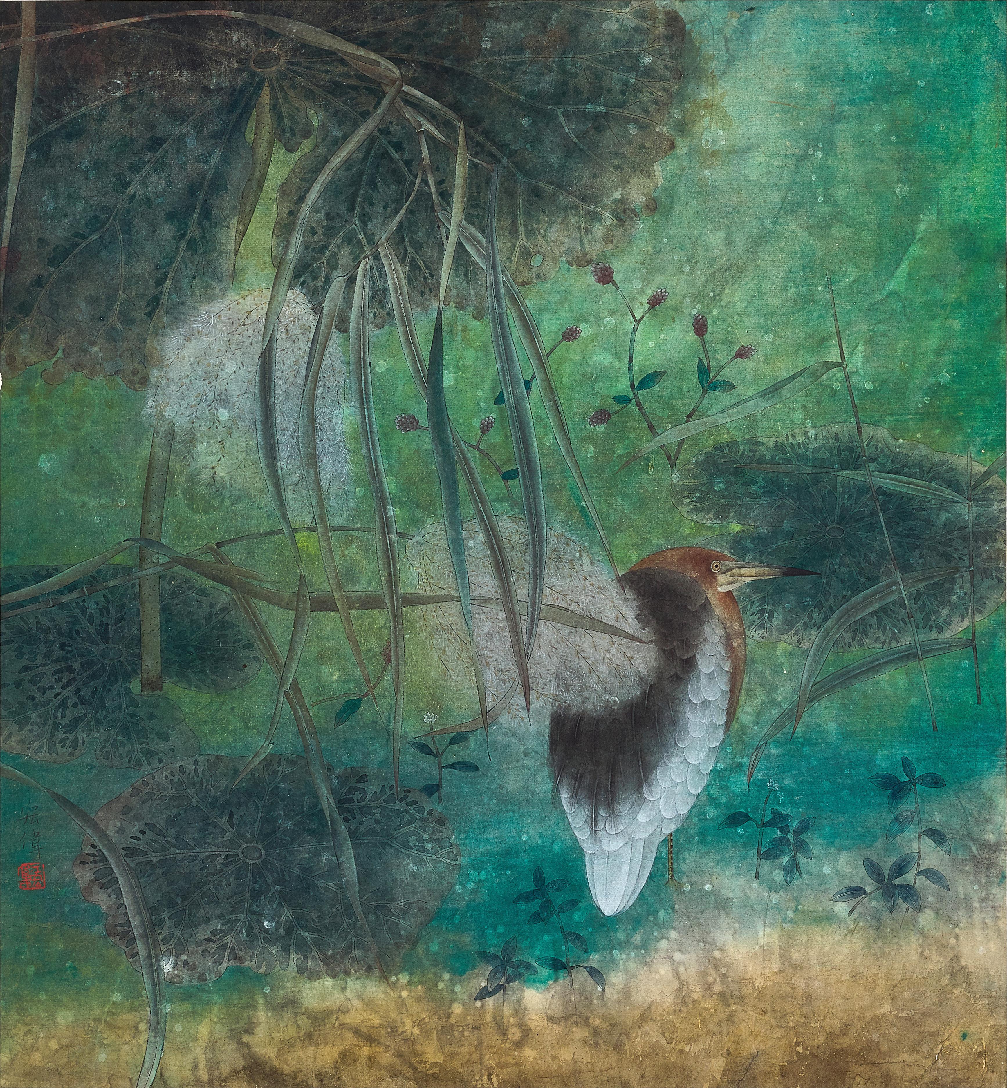 Jiang Hongwei - Bird by the Lotus Pond
