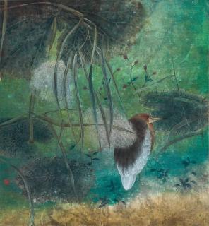 Jiang Hongwei - Bird by the Lotus Pond