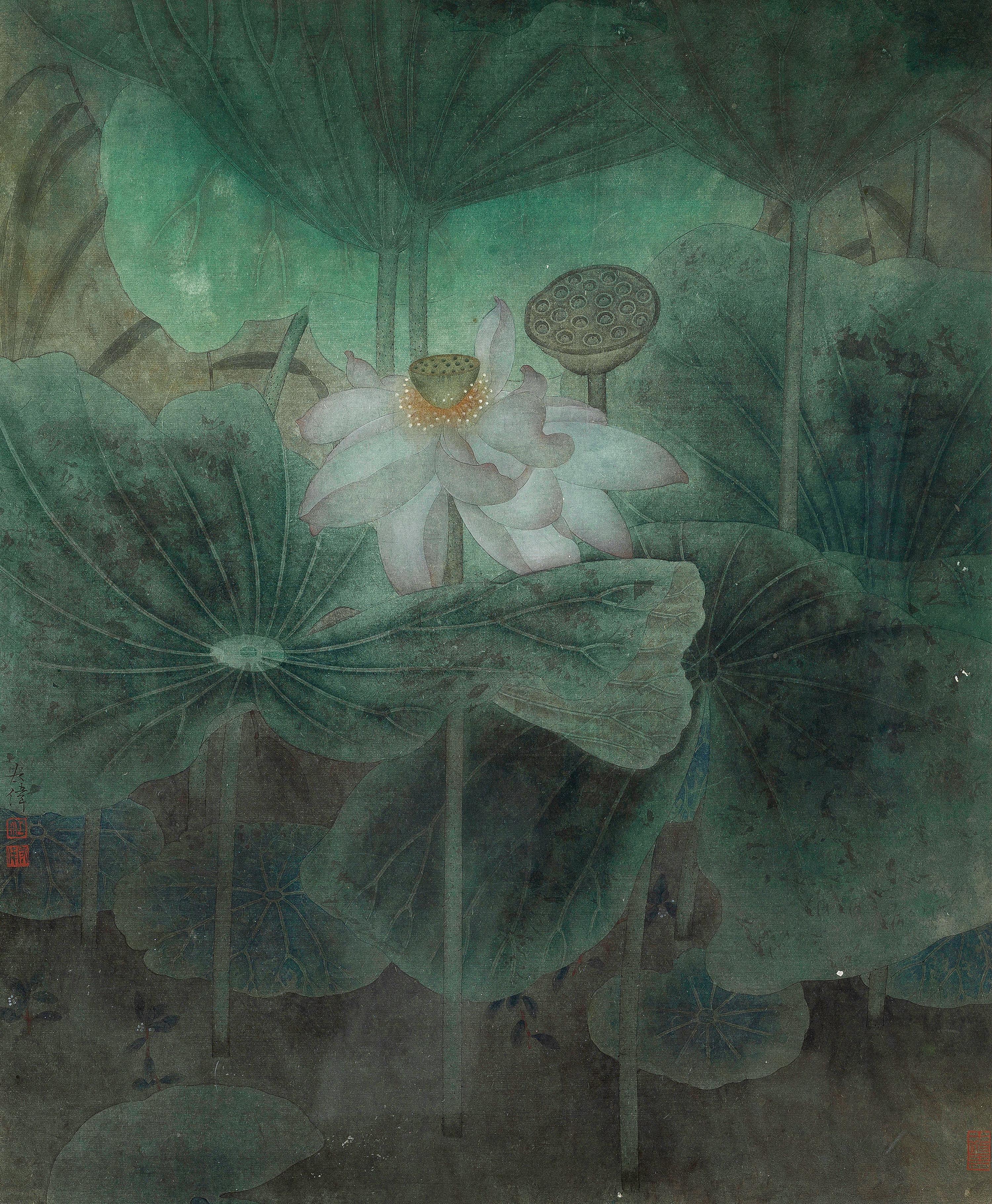 Jiang Hongwei - Moonlight At Pond