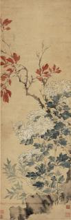 Jiang Jie - White Chrysanthemums And Red Leaves