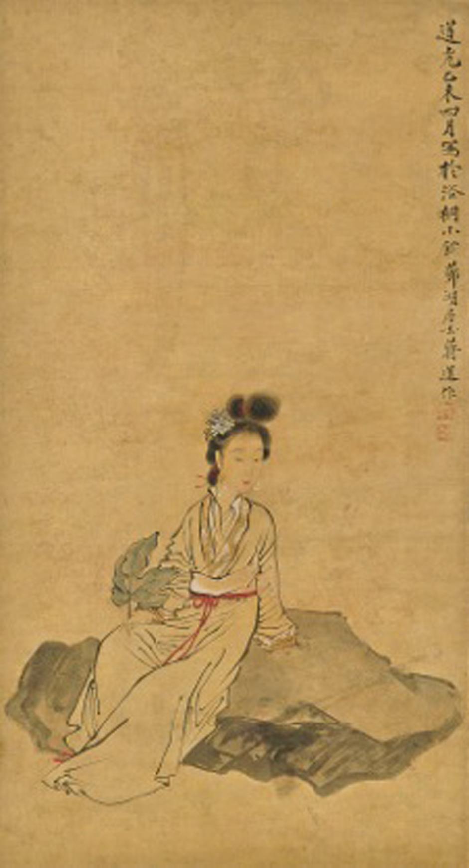Jiang Lian - Lady Leaning On Rocks