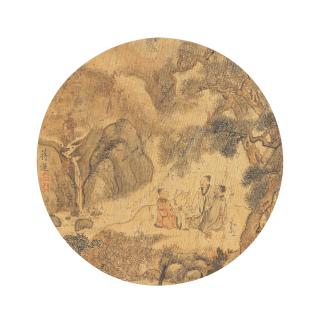 Jiang Lian - \'Scholars and attendant beneath overhanging pine branches\'