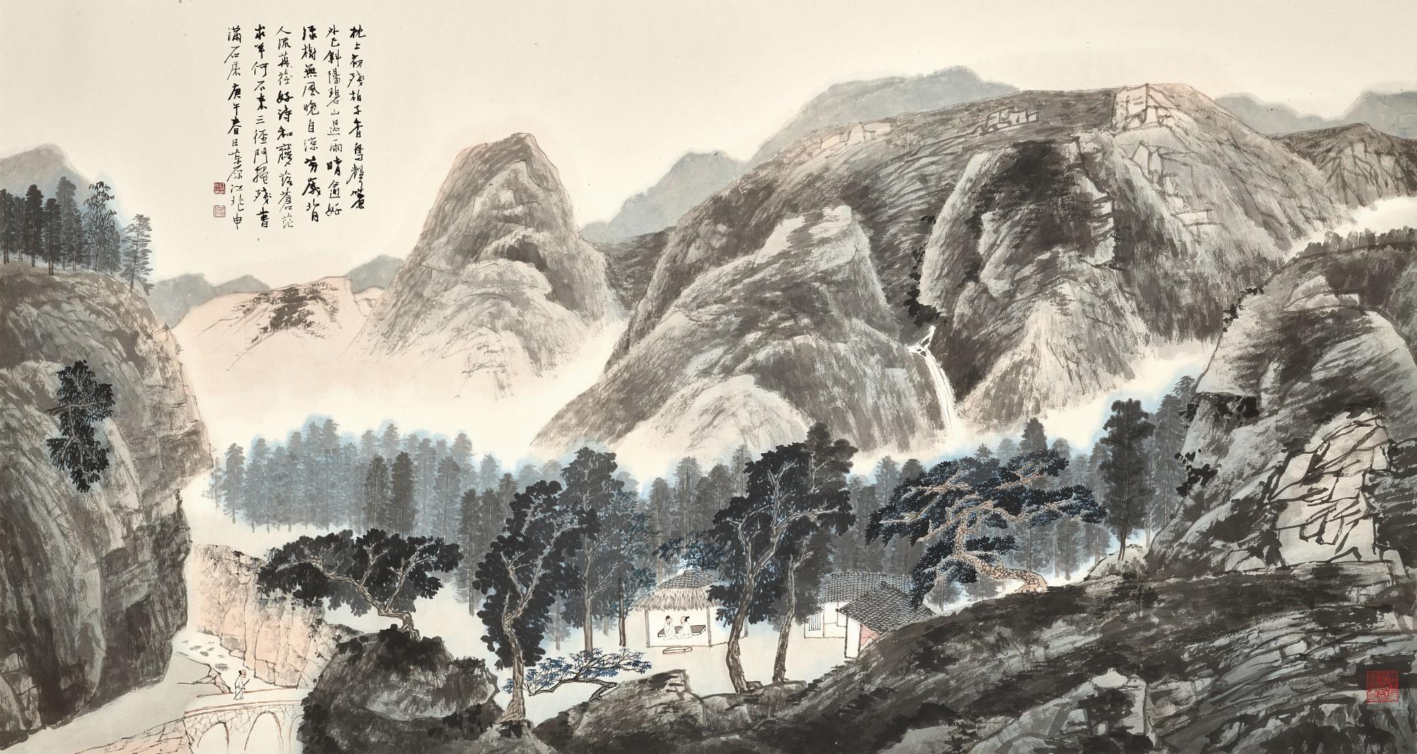 Jiang Zhaoshen - Hermitage Amid Mountains After Rain
