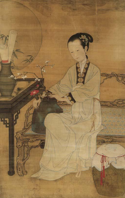 Jiao Bingzhen - Lady Admiring Flowers