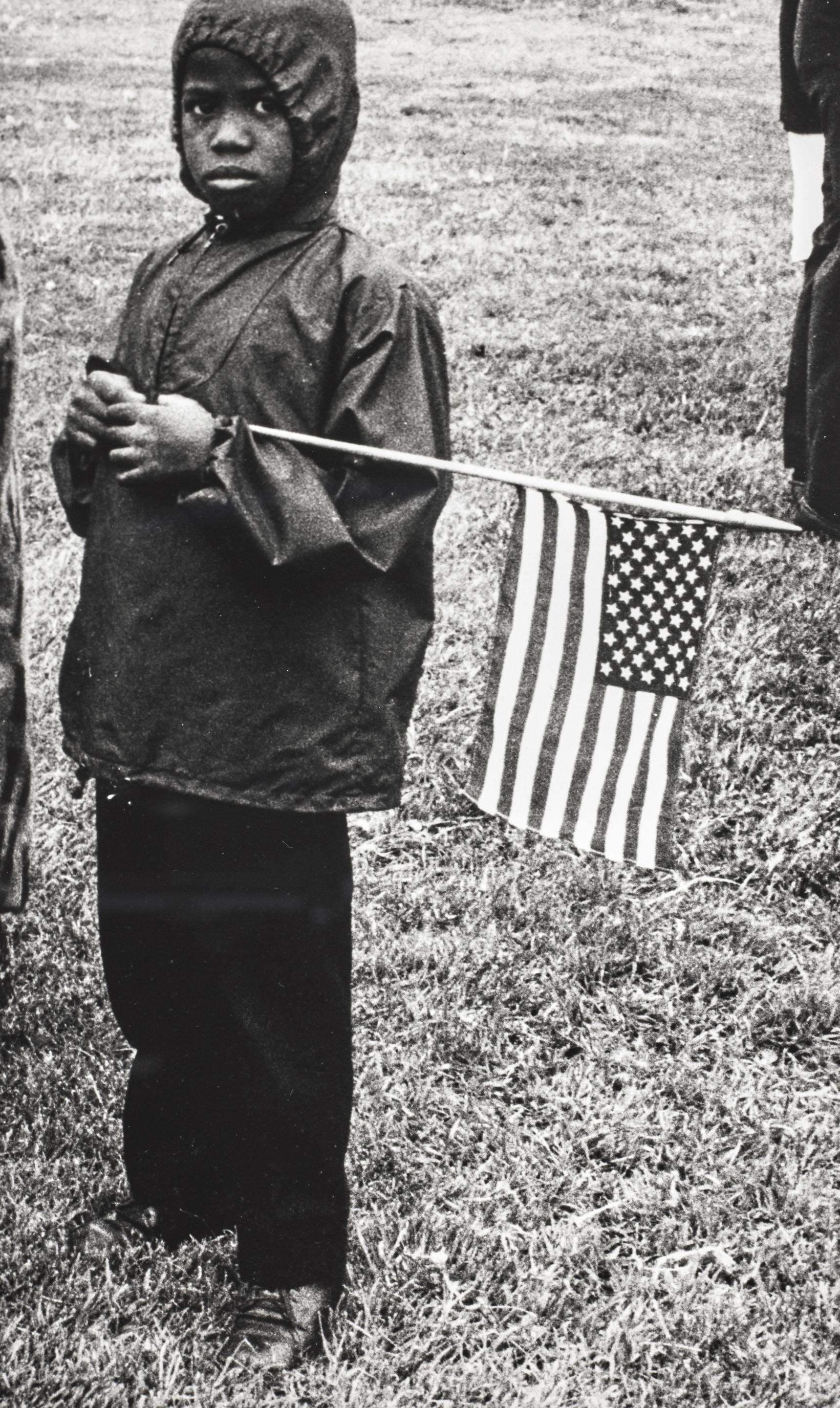 Jill Freedman - Untitled (Boy with flag), Resurrection City, Poor People\'s Campaign, Washington, DC