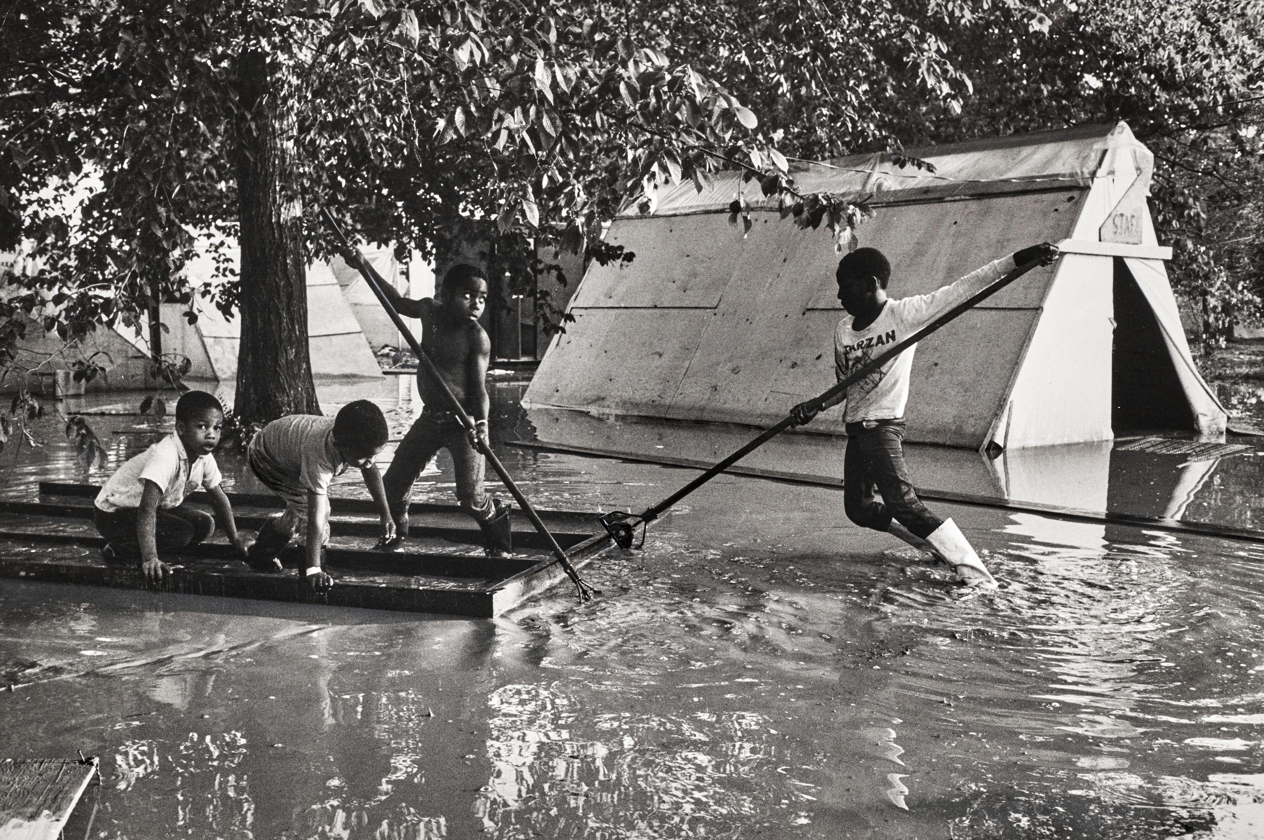 Jill Freedman - Untitled (Children rafting), Resurrection City, Poor People\'s Campaign, Washington, DC