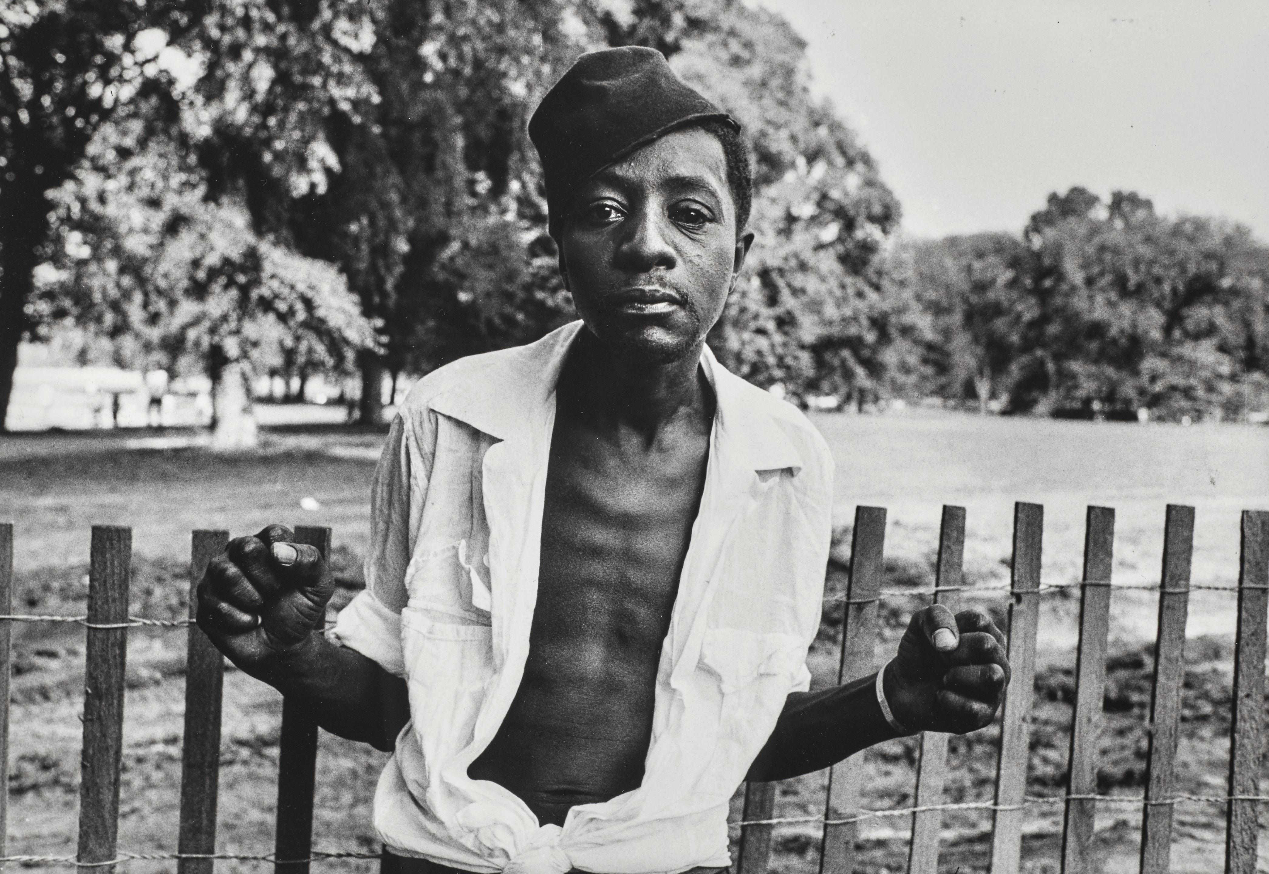 Jill Freedman - Untitled (Defiant young man with clenched hands), Resurrection City, Poor People\'s Campaign, Washington, DC