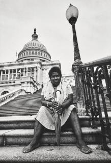 Jill Freedman - Untitled (Woman seated on Capitol Building\'s steps), Resurrection City, Poor People\'s Campaign, Washington, DC