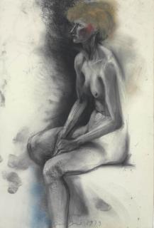 Jim Dine - Drawing, Jessie in the Spring on a Large Sheet #2