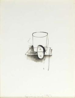 Jim Dine - Toothbrush and tumbler and two bright screws