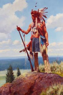 Jim Norton - Buffalo War Bonnet 36 x 24 in. framed 47 x 34 in.