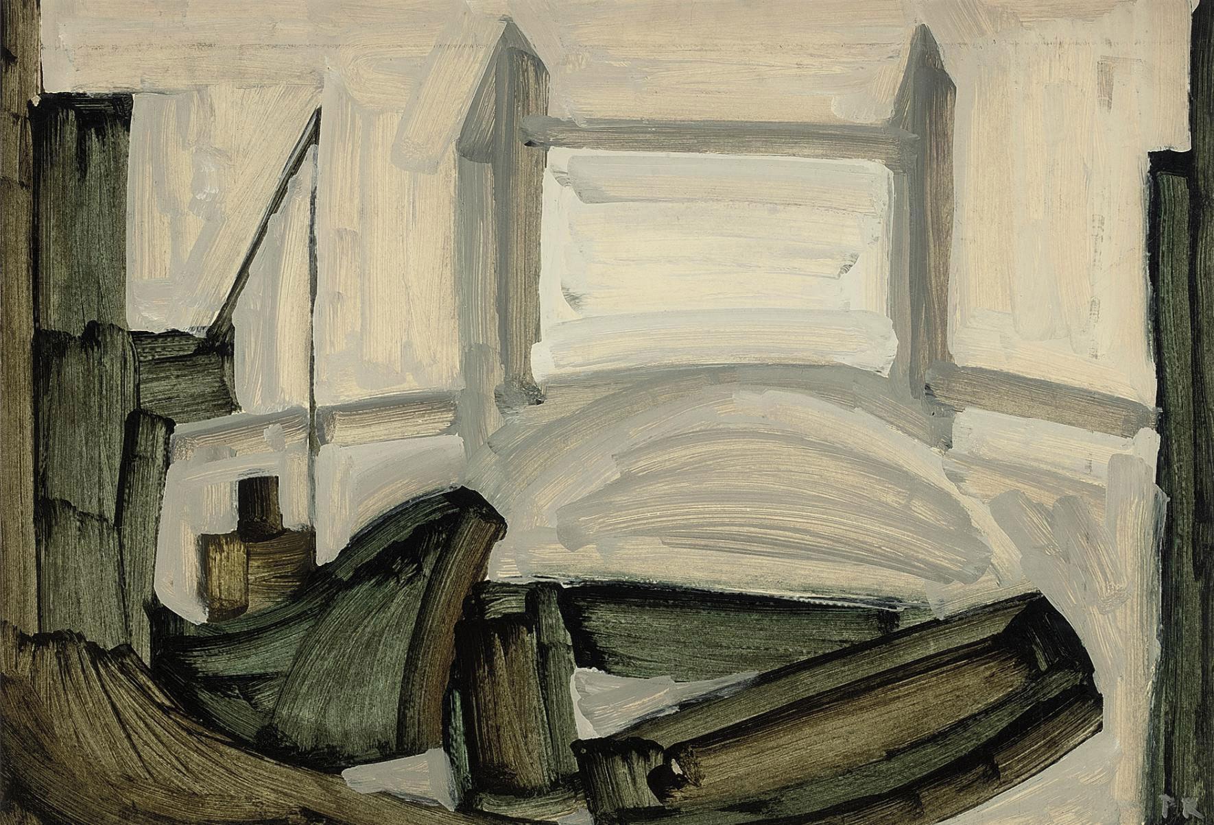 Jim Page-Roberts - Tower Bridge and Ship Offloading into Three Barges in the Upper Pool, London