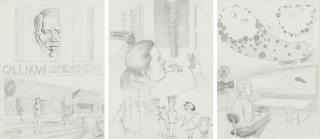 Jim Shaw - (i) Dream drawing (\'I was watching a dave del gado...\') (ii) Dream drawing (\'Inside the liquor store...\') (iii) Dream drawing (\'This became a Mexican cartoon...\')