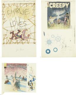 Jim Shaw - I. Study For Charlie Loves All; Ii. Study For Creepy; Iii. Study For One Way [Three Works]