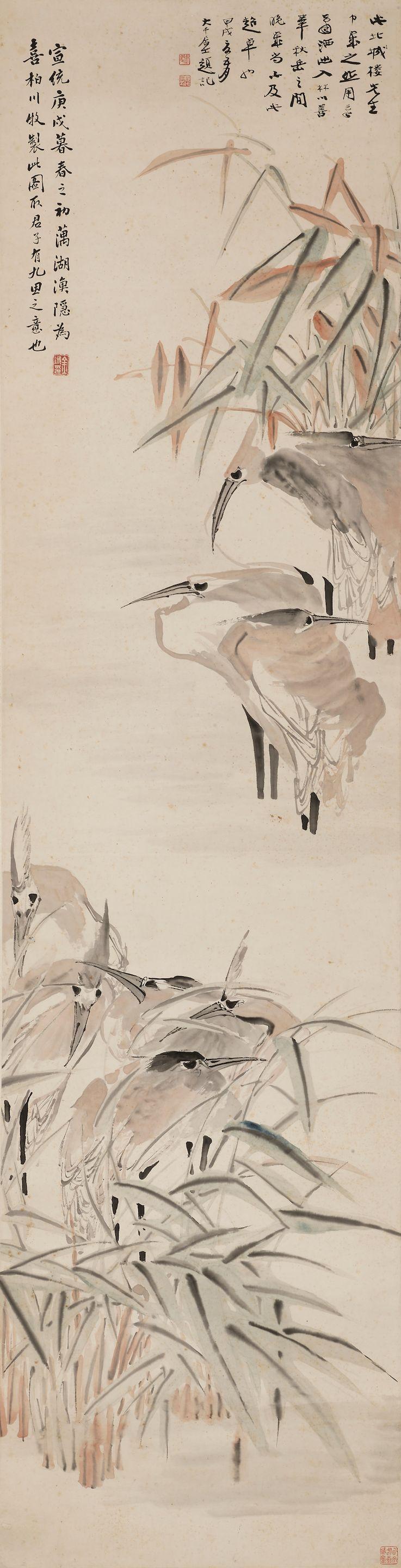 Jin Cheng - Nine Egrets, 1910