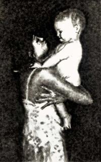 Jiri Georg Dokoupil - Mother and Child (Embrace)