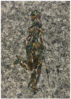 Jiri Kolar - Hommage À Charlie Chaplinsigned, Titled And Dated 75 On The Back; Collage On Panel.