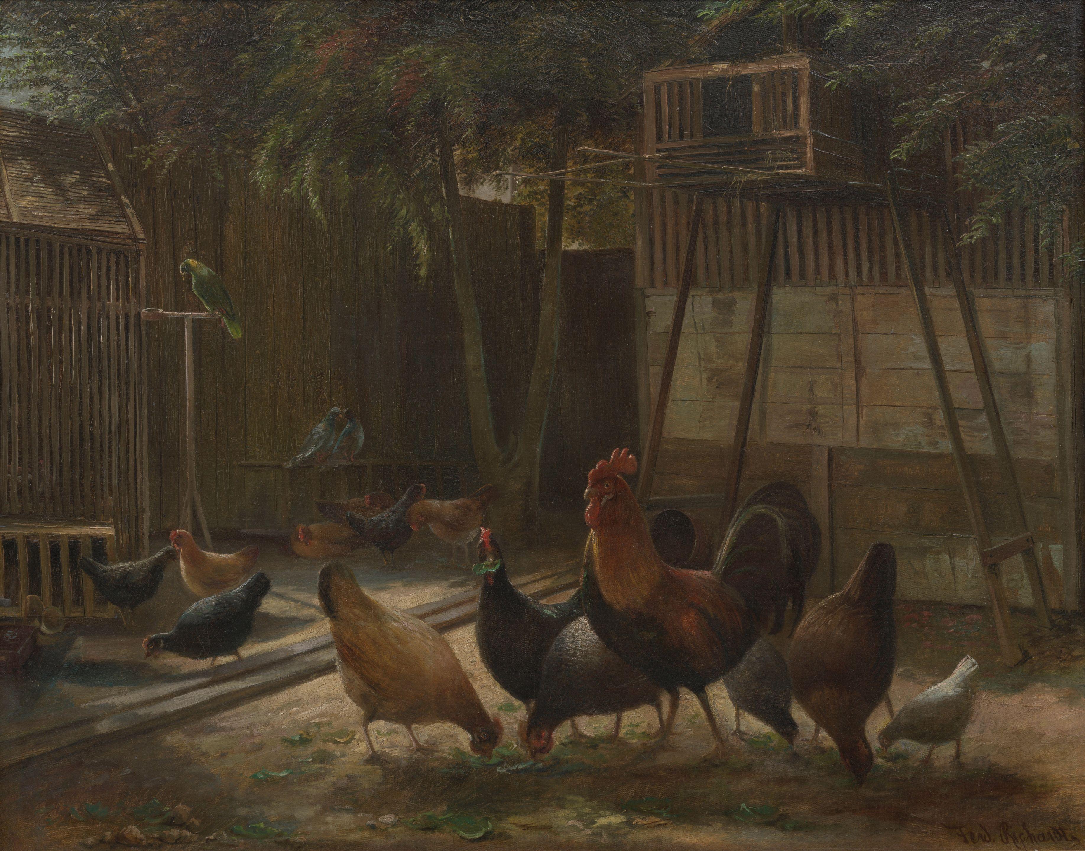 Joachim Ferdinand Richardt - Chickens in a Barnyard