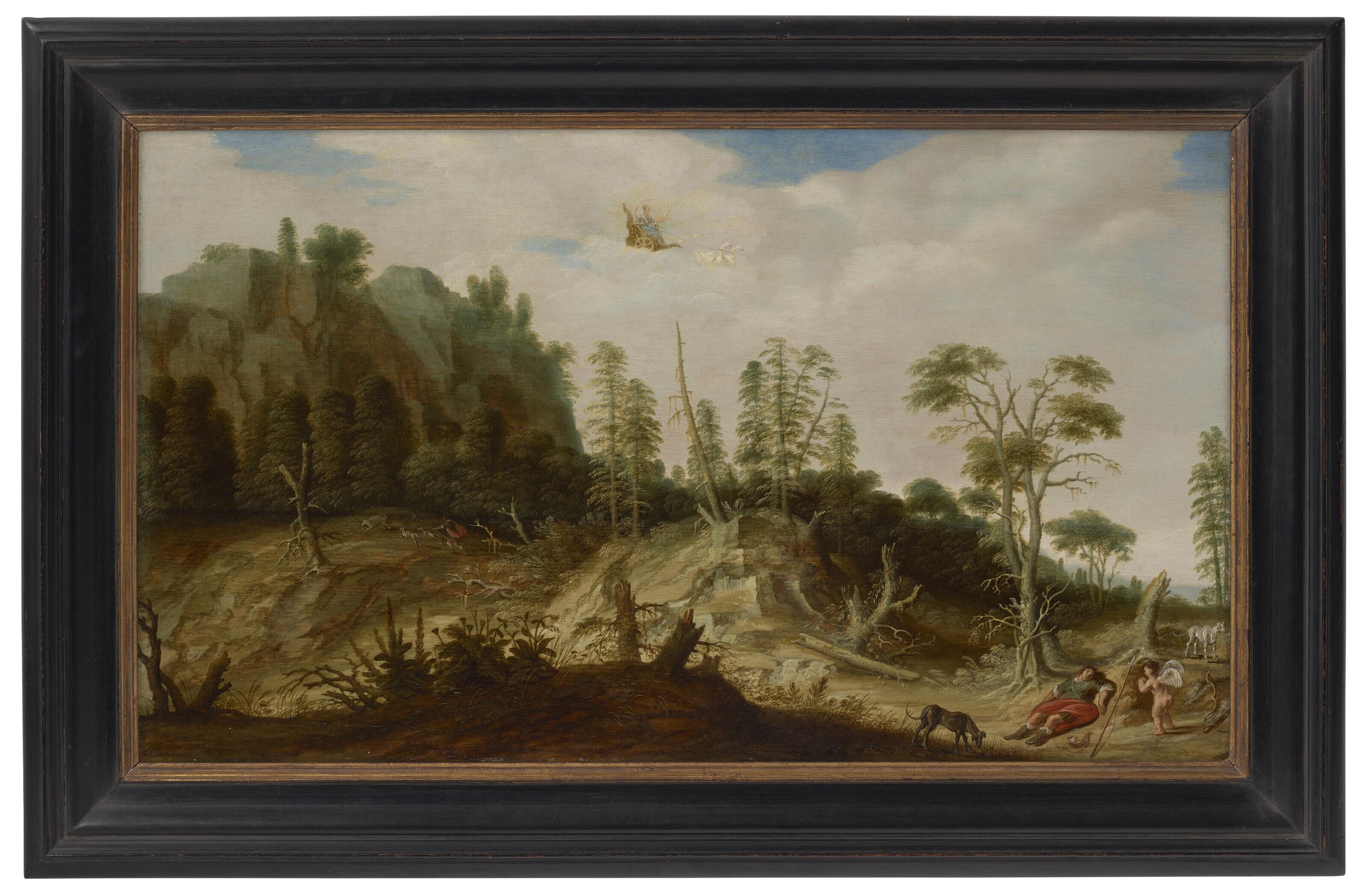 Joachim Govertsz. Camphuysen - A Rocky Landscape With Venus And Adonis