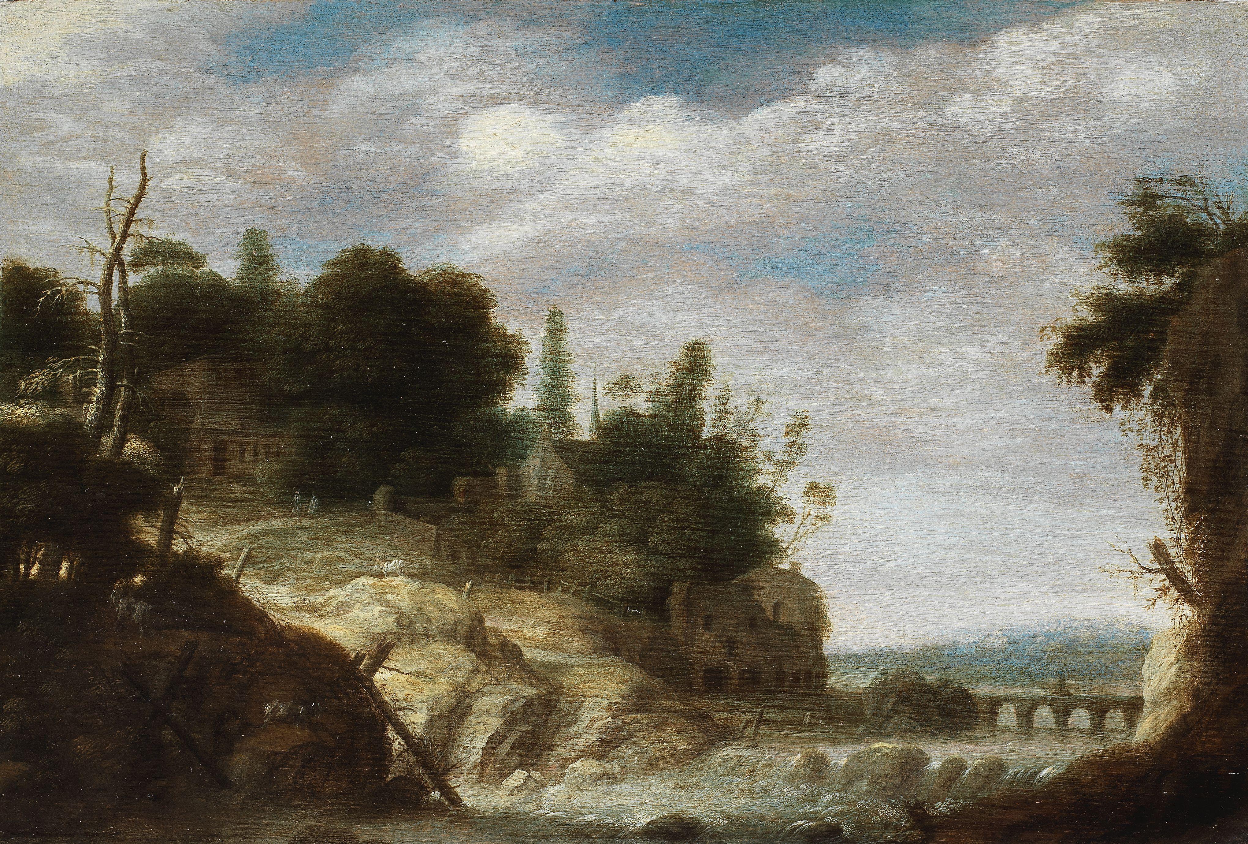 Joachim Govertsz. Camphuysen - A rocky river landscape unframed