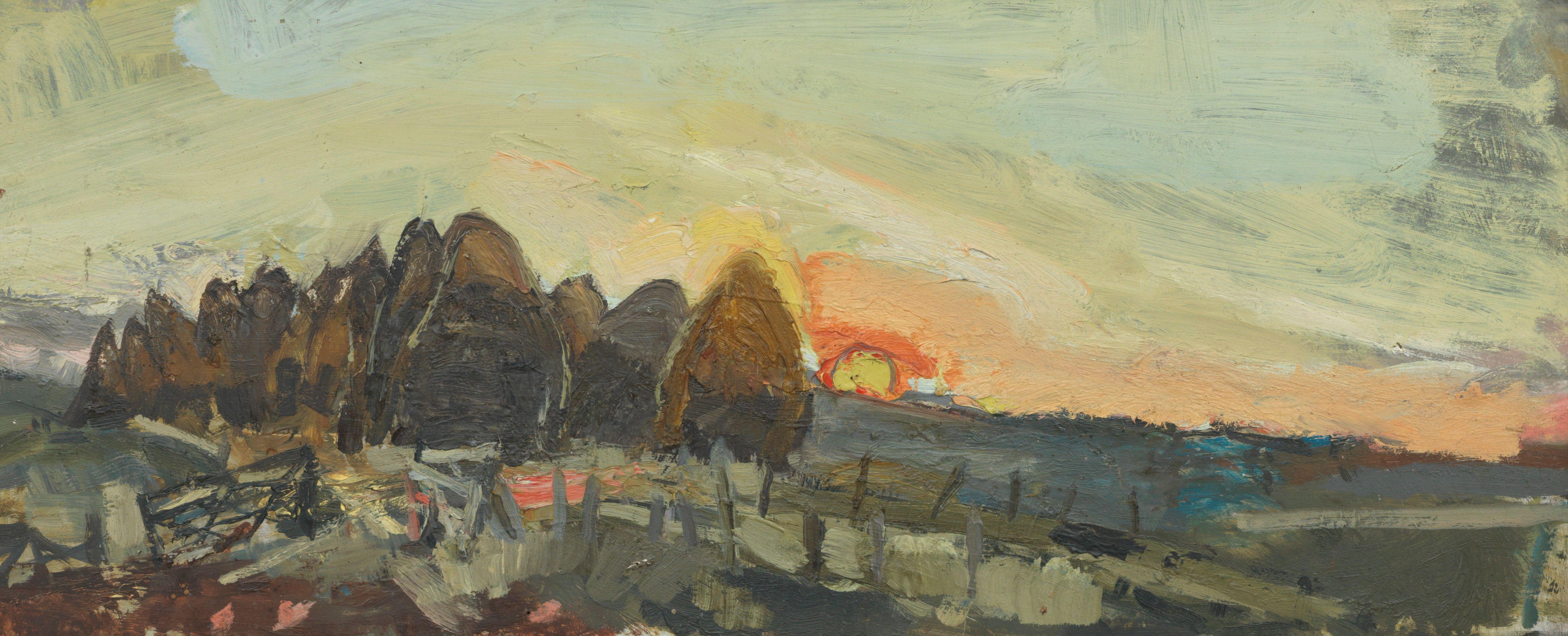 Joan Eardley RSA - Haystacks and Sun