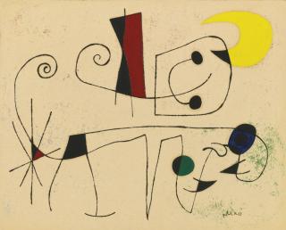 Joan Miró - Chien Enragé Par Une Nuit De Lune Hantée Par Les Amours Des Oiseaux