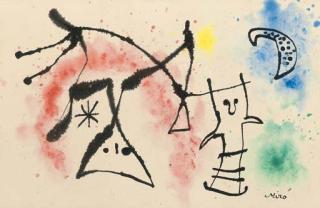 Joan Miró - Deux Personnages Et La Lune