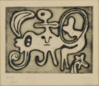 Joan Miro - Femme et oiseau devant la lune, from Laurels Number One (Dupin 51)