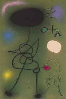 Joan Miró - Femme et oiseau devant le soleil