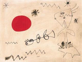 Joan Miró - Femme Et Oiseau Devant Le Soleil