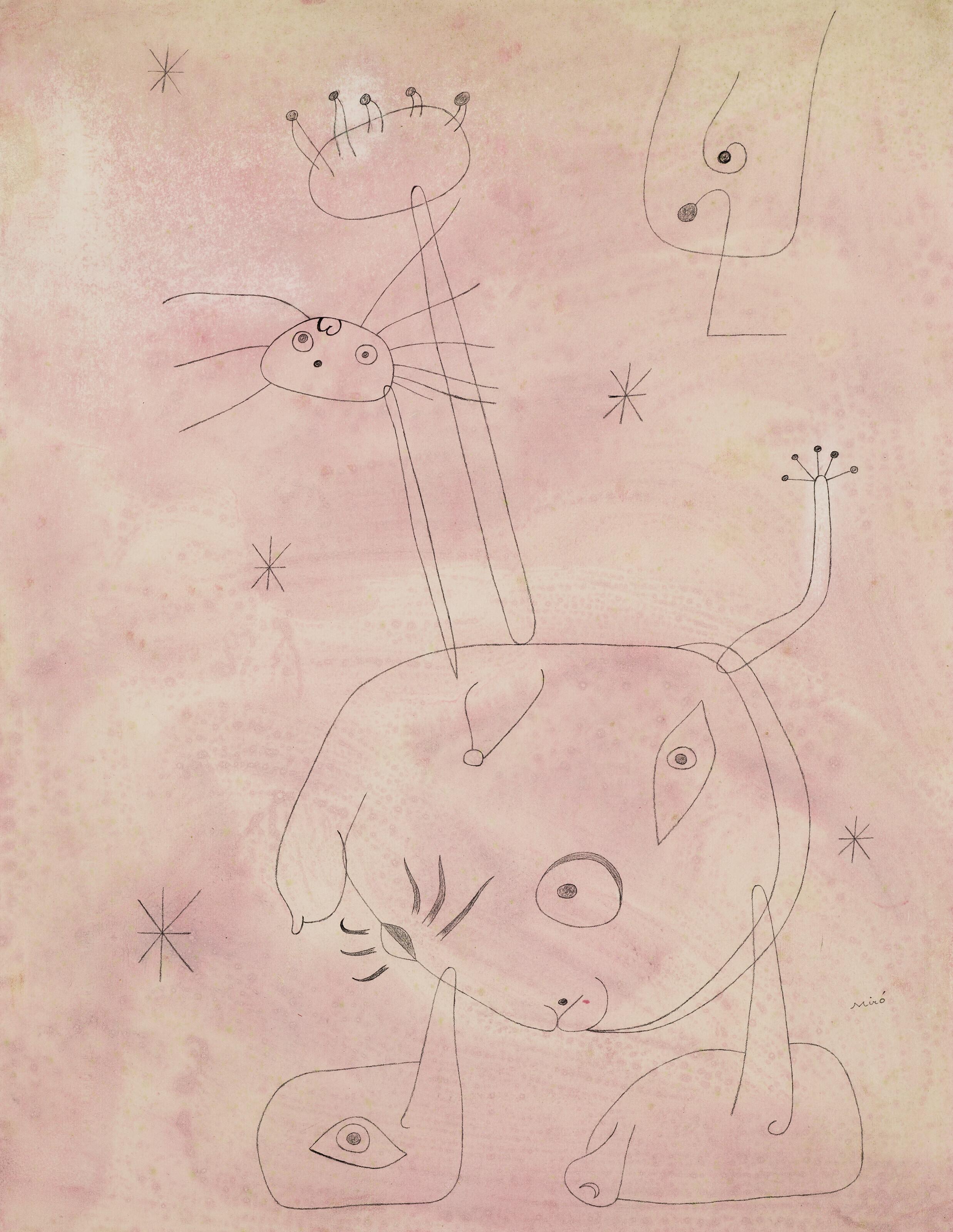 Joan Miró - Femme, oiseau, étoiles