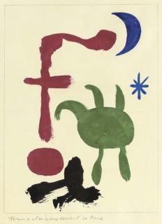 Joan Miró - Femmes et oiseaux devant la lune