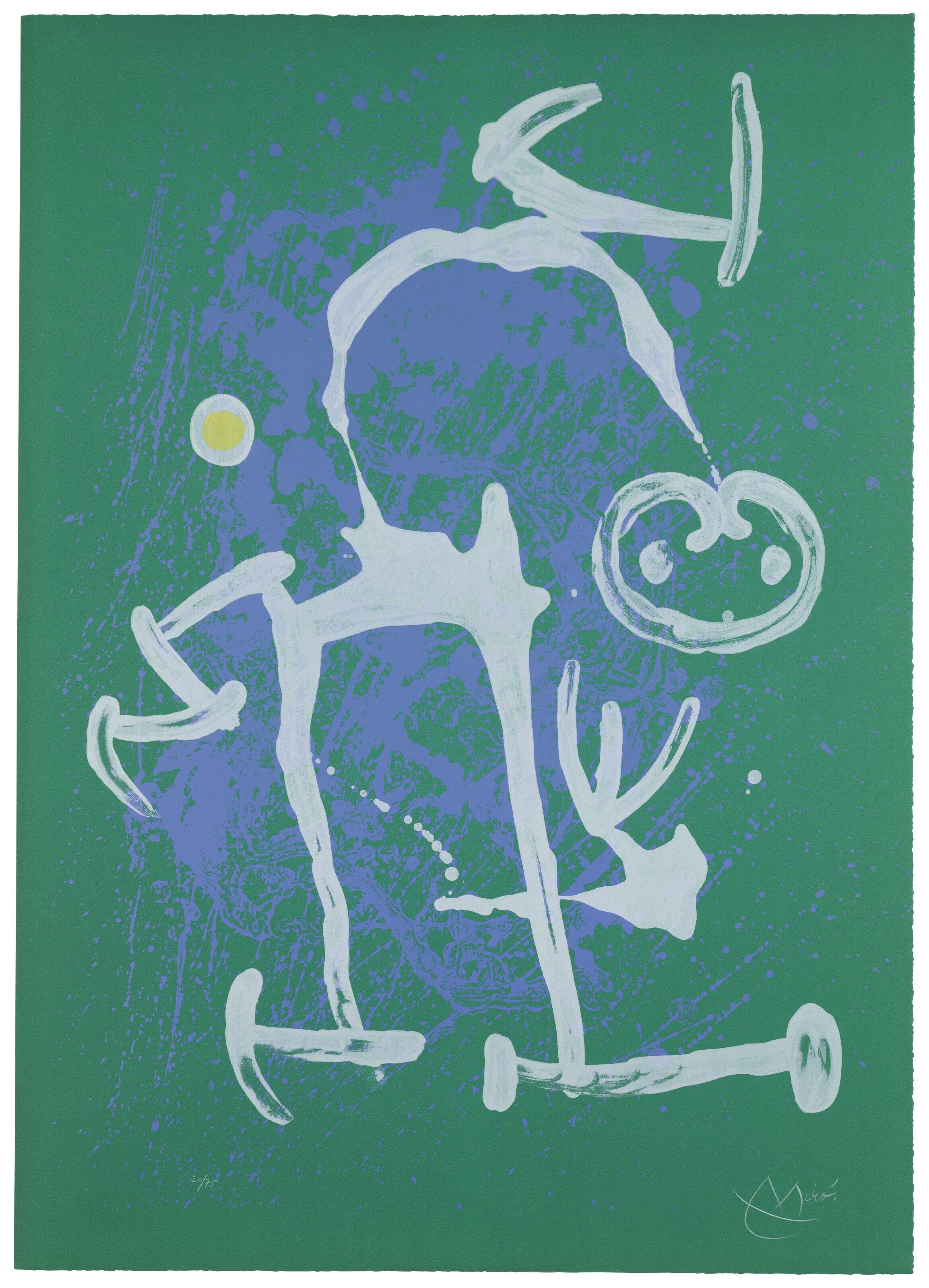 Joan Miro - L\'Illettré - Vert et Violet