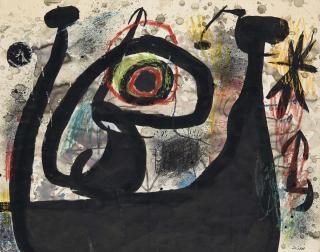 Joan Miró - Personnage et oiseaux dans la nuit