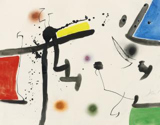 Joan Miró - Personnage et oiseaux dans un paysage II